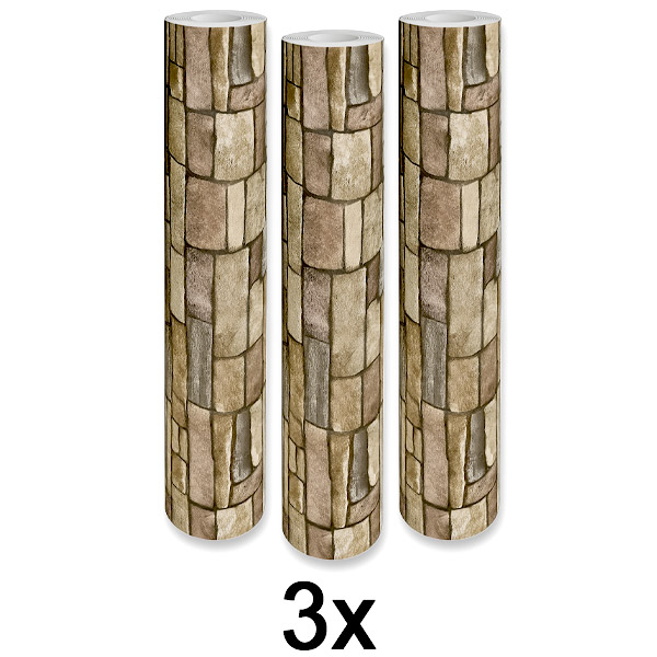 3x Αυτοκόλλητο 3D Πάνελ Τοίχου με Όψη Τούβλου | WALLCORWRAP