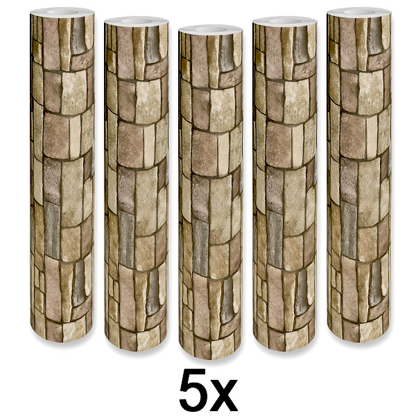 5x Αυτοκόλλητο 3D Πάνελ Τοίχου με Όψη Τούβλου | WALLCORWRAP