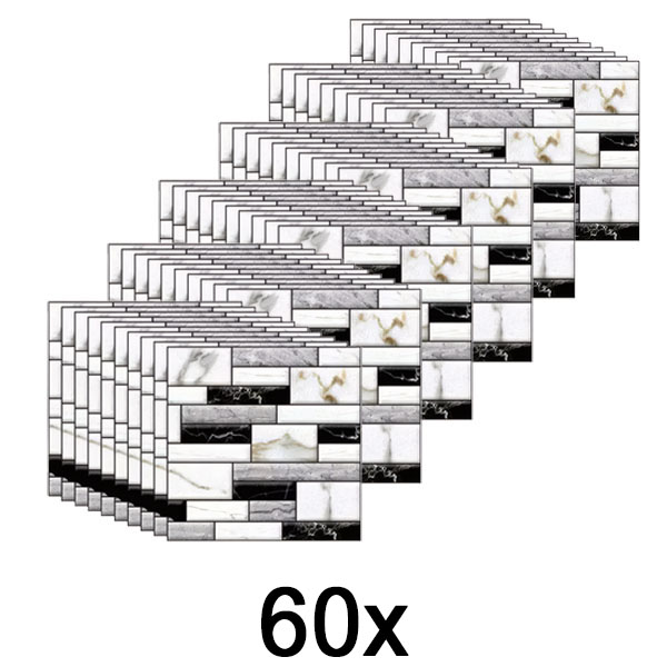 6x 3D αυτοκόλλητα τοίχου με εμφάνιση μαρμάρου (10 τεμάχια) | MARBLEBLOCKS