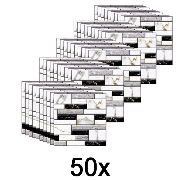 5x 3D αυτοκόλλητα τοίχου με εμφάνιση μαρμάρου (10 τεμάχια) | MARBLEBLOCKS