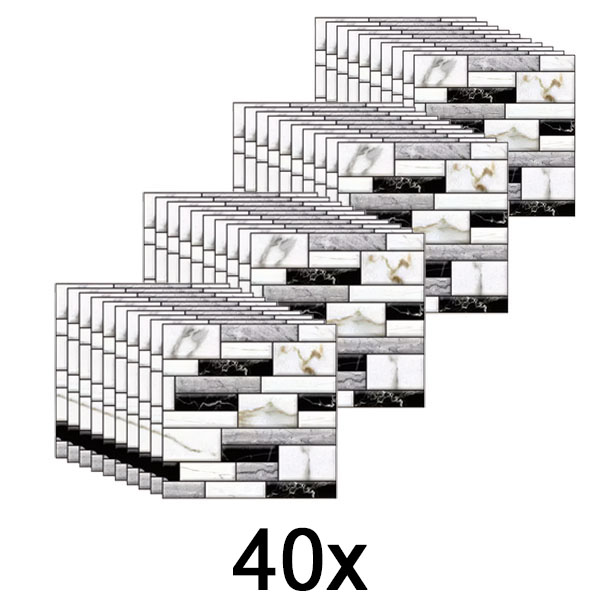 4x 3D αυτοκόλλητα τοίχου με εμφάνιση μαρμάρου (10 τεμάχια) | MARBLEBLOCKS